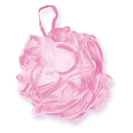 Ribbon shower sponge pink