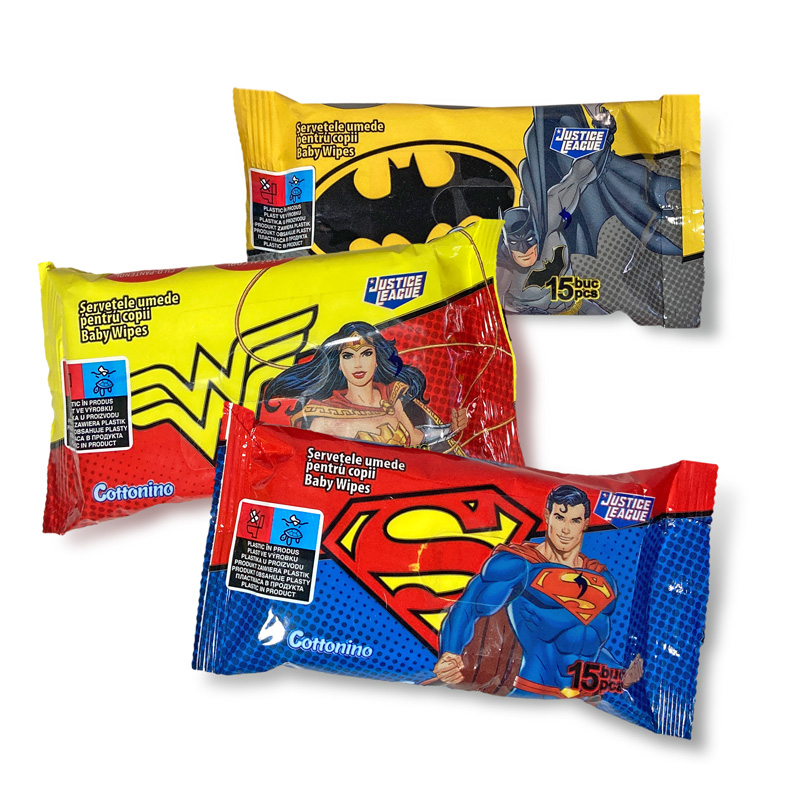 Justice League Wet Wipes 15 Pcs