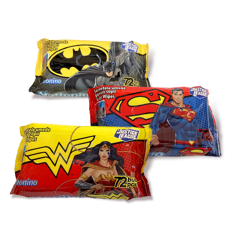 Justice League Wet Wipes 72 Pcs
