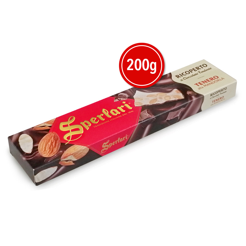 Sperlari Soft Nougat Slab With Almonds & Coated In Dark Chocolate 200 gm