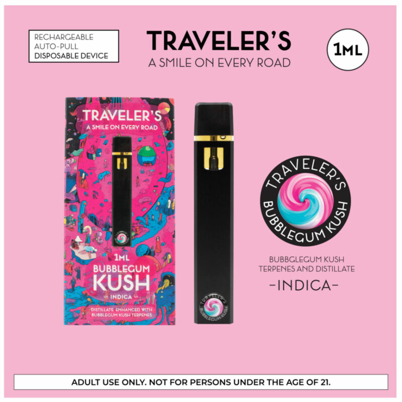 Travelers Disposable Vape Bubblegum Kush